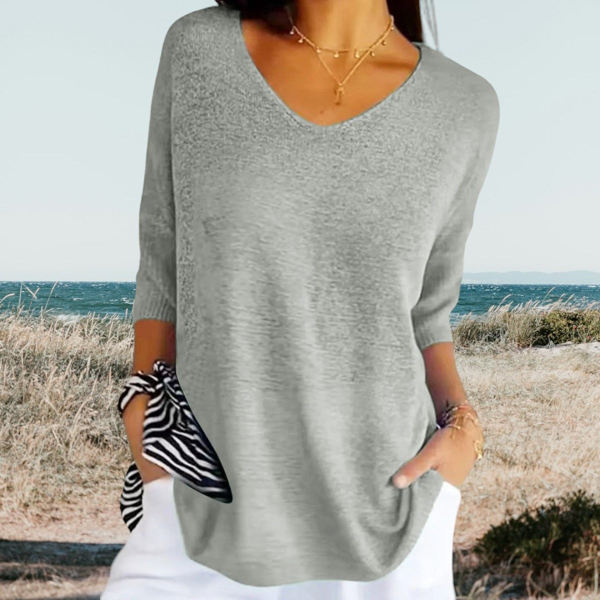 Maison Boulumi™ | Stilfuld V-Hals Casual Top